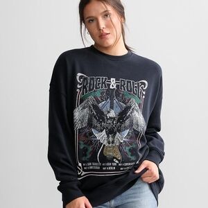 Black Rock & Roll Graphic Crewneck Sweater